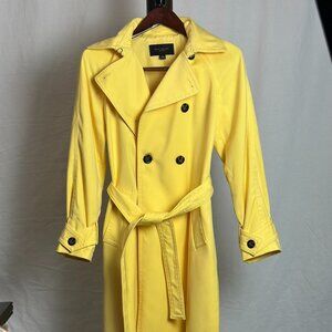 Ann Taylor Petite Small Yellow Linen Blend Double Breasted Trench Coat - NWT